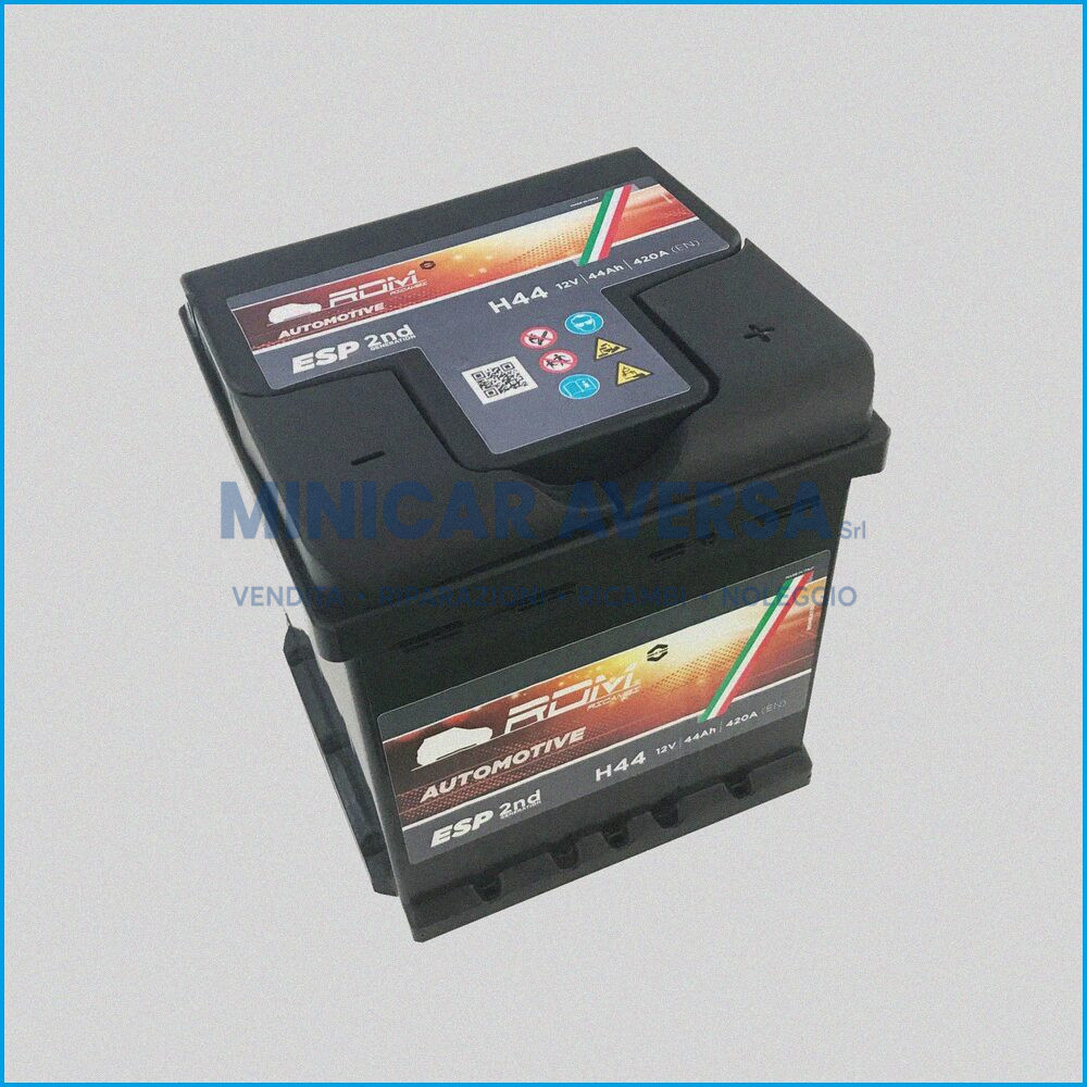 BATTERIA CUBETTO UNIVERSALE 44AH 420A PER TUTTE LE MINICAR - NON ORIGINALE R.DOC