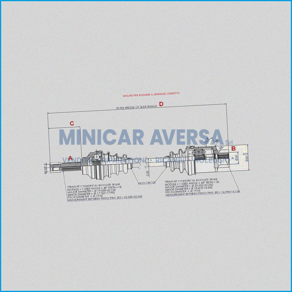 Semiasse Ligier Ambra Dx Sx - 0141063 Xtoo 1/2 Dal Telaio 3503 - Mv3168 / Mv3284 Lung.590 (80) R.Doc-