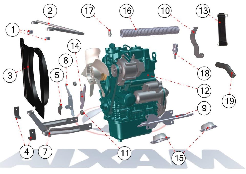 Tavola ricambi Aixam · Accessori motore
