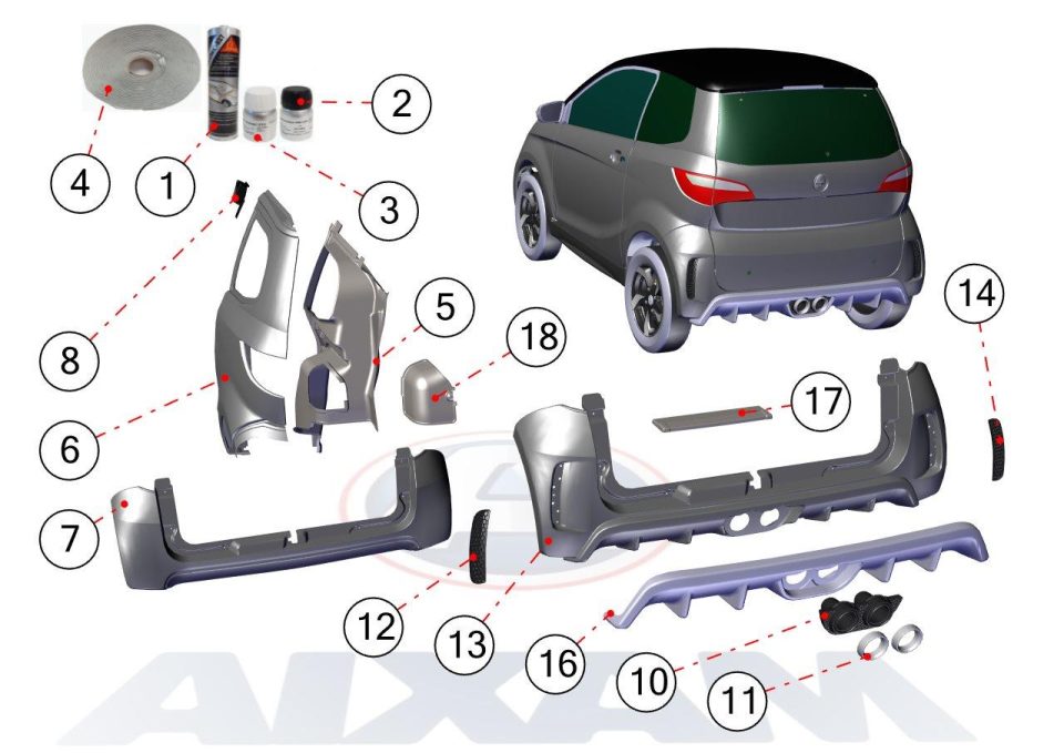 Tavola ricambi Aixam · Carrozzeria