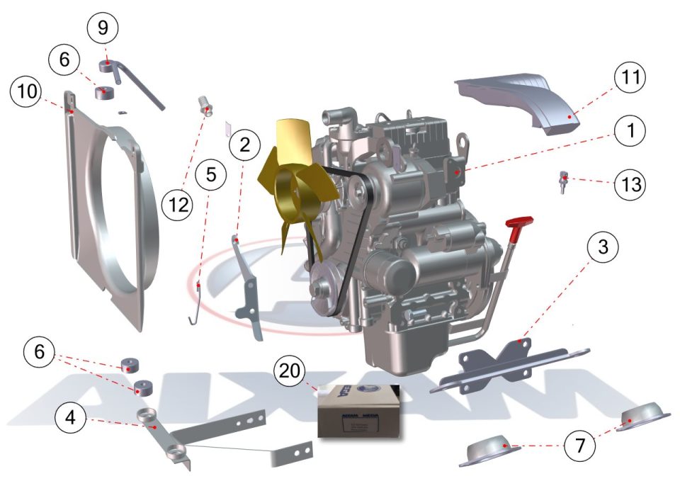 Tavola ricambi Aixam · Accessori motore