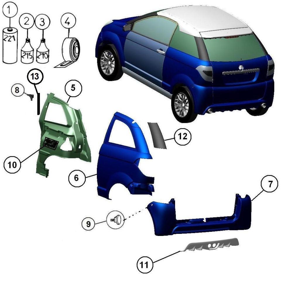 Tavola ricambi Aixam · Carrozzeria