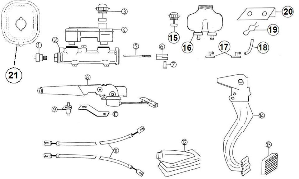 Tavola ricambi Aixam · Freno a mano