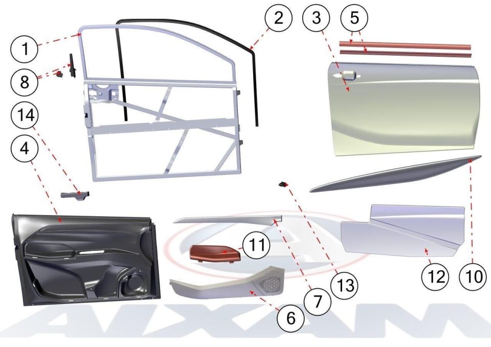 Tavola ricambi Aixam · Carrozzeria