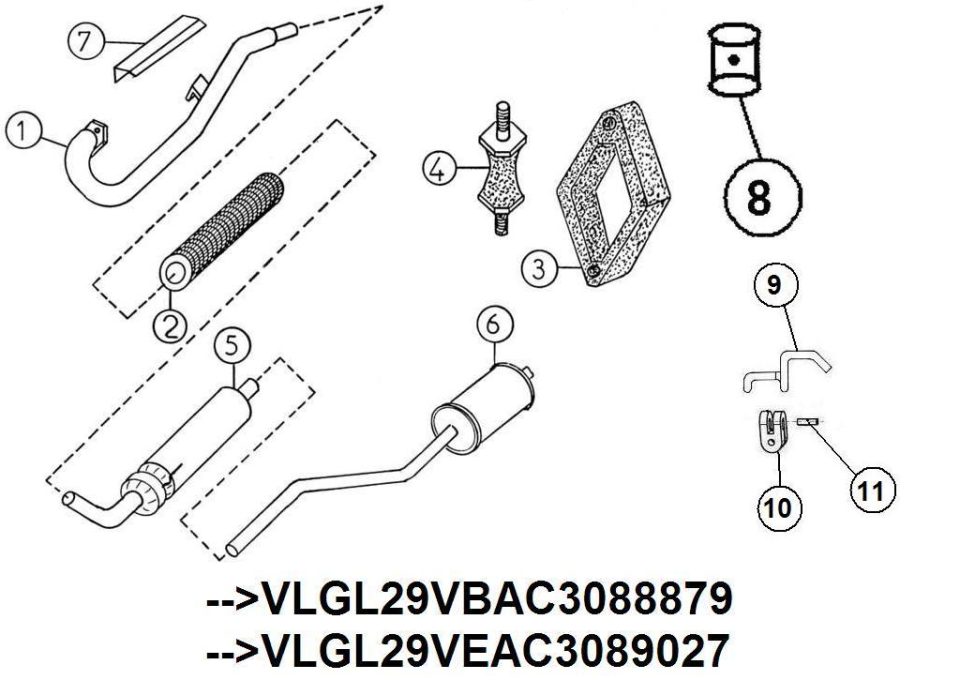 Tavola ricambi Aixam · Scarico