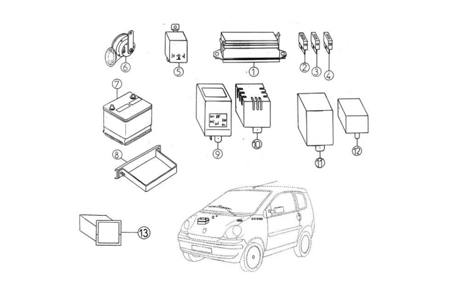 Tavola ricambi Aixam · Accessori Elettrici
