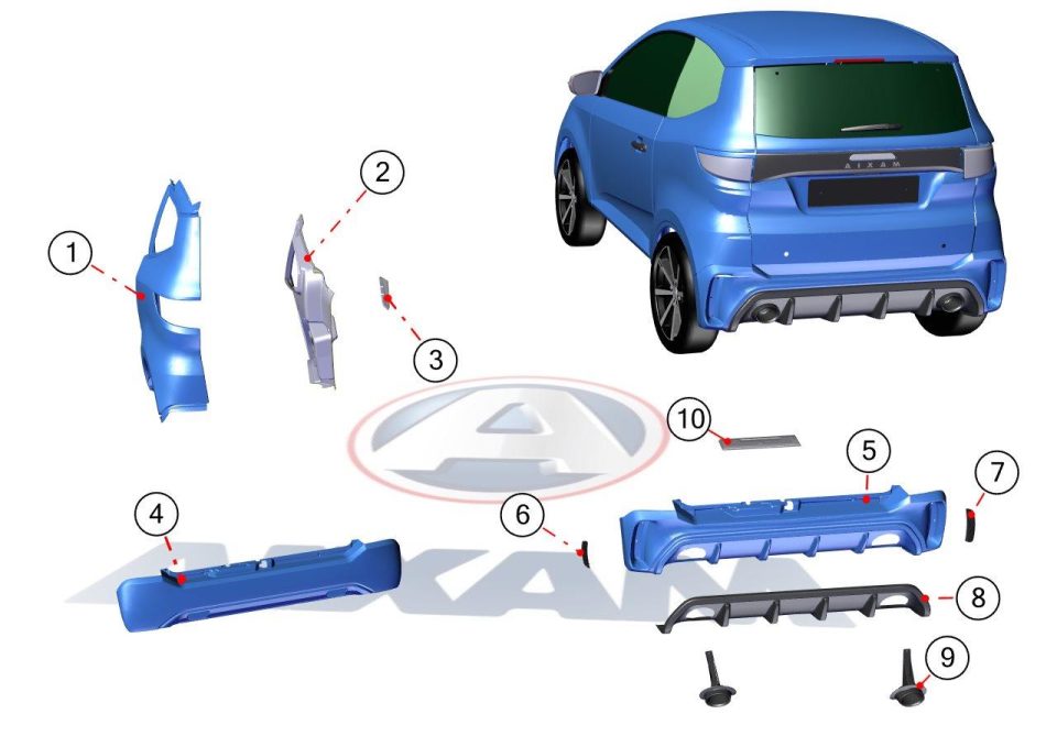 Tavola ricambi Aixam · Carrozzeria