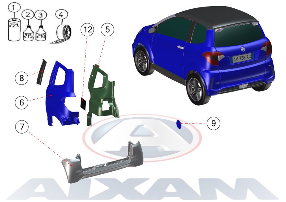 Tavola ricambi Aixam · Carrozzeria