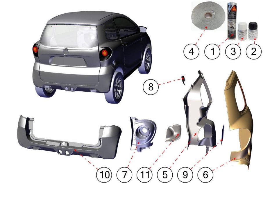 Tavola ricambi Aixam · Carrozzeria