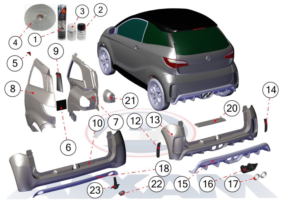 Tavola ricambi Aixam · Carrozzeria