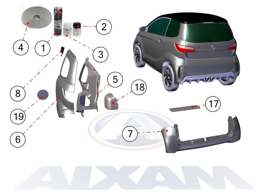Tavola ricambi Aixam · Carrozzeria