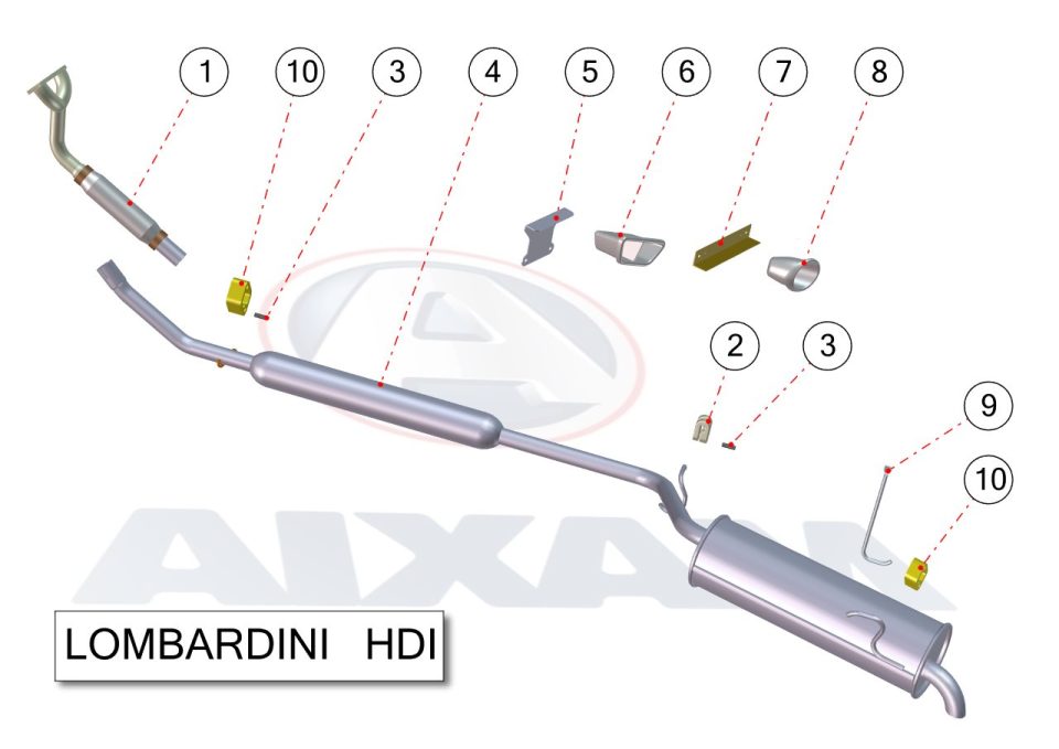 Tavola ricambi Aixam · Scarico