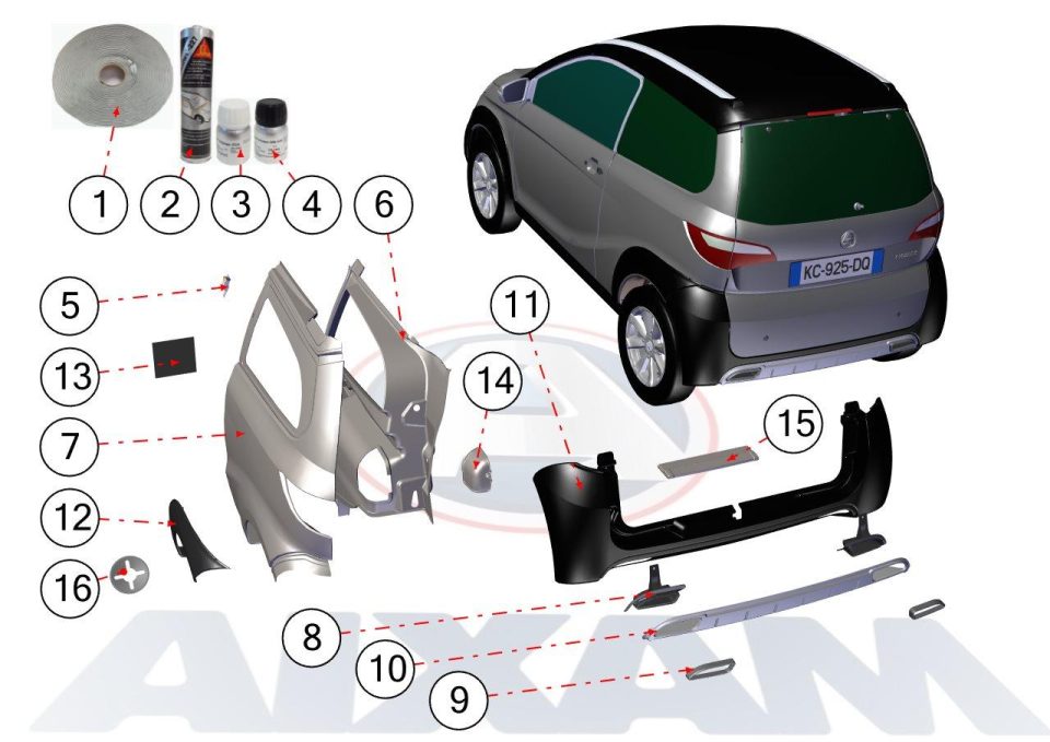 Tavola ricambi Aixam · Carrozzeria