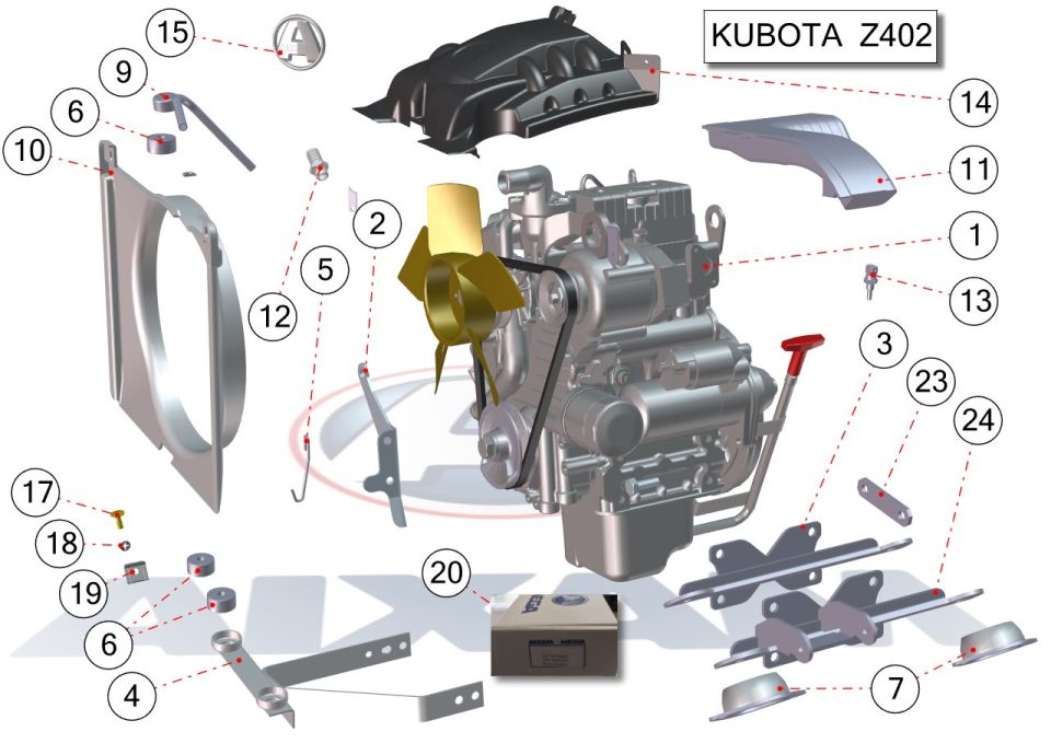 Tavola ricambi Aixam · Accessori motore