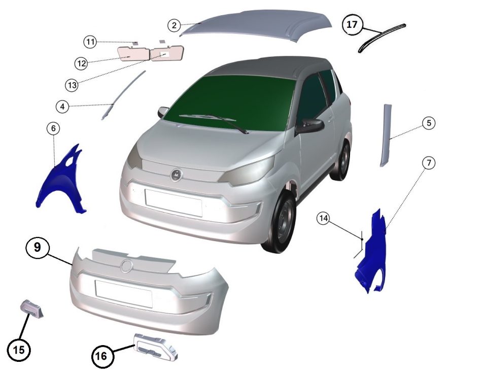 Tavola ricambi Aixam · Carrozzeria