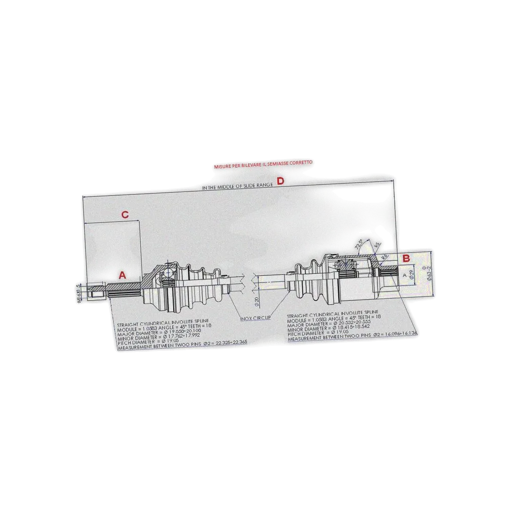 SEMIASSE DX SX - LUNG. 653MM (80) CHATENET CH26 - ADATT. - 01.26.144 - R.DOC NON ORIGINALE